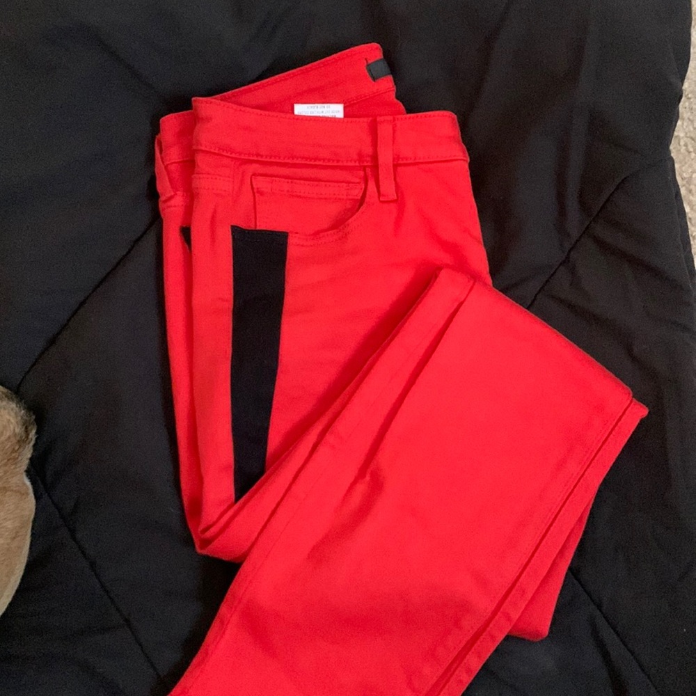 Red skinny jeans